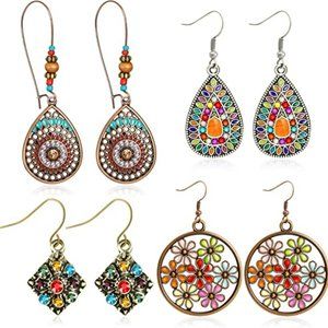 4 Pairs Bohemian Vintage Dangle Earrings